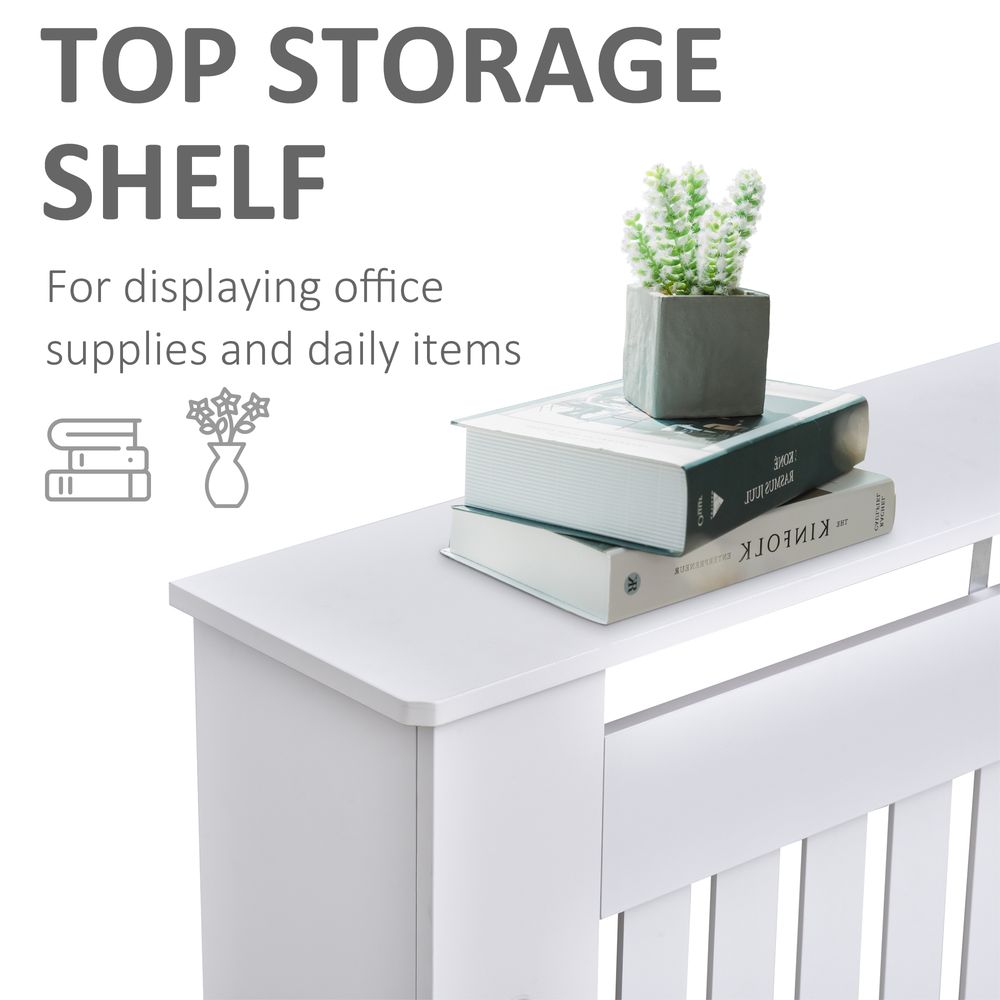 Slatted Radiator Cover Painted Cabinet MDF Lined Grill in White (172L x 19W x 81.5H cm)