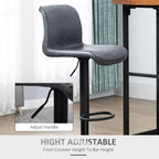 PU Leather Bar Stool Set of 2 - Adjustable Retro Swivel