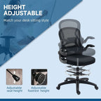 Draughtsman Chair Tall Office Chair w/ Adjustable Footrest Ring Black
