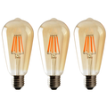 3 Pack E27 LED Edison Dimmable Vintage Amber Glass Warm white 2700K Light Bulb - 6W