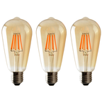 3 Pack E27 LED Edison Dimmable Vintage Amber Glass Warm white 2700K Light Bulb - 6W