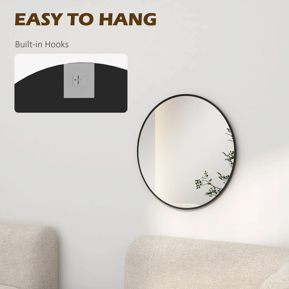 61cm Black Wall Mirror - Bedroom, Living Room, Bathroom - Home Decor