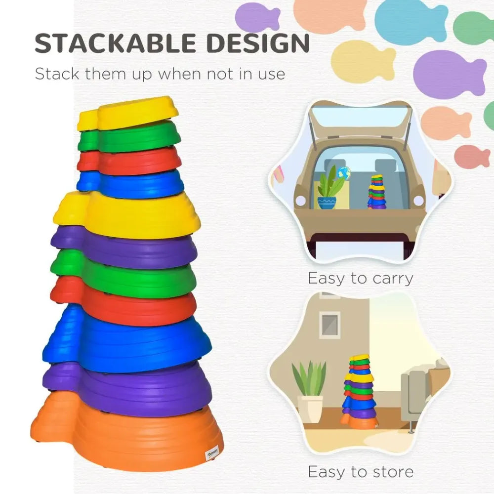 Fish Shaped Balance Stepping Stones - for Kids - Multicoloured