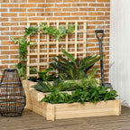 3 Tier Wooden Garden Planters with Trellis for Vine Climbing Plants in Wooden