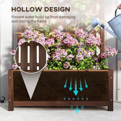 Garden Wooden Planter Box with Trellis Flower Raised Bed Dark Brown