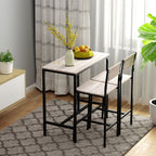 Metal Frame MDF Top Table & Bar Stool Set - Sleek Black Design