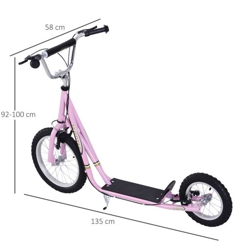 Teen Scooter Adjustable Height Dual Brakes Rubber Wheels Kickstand