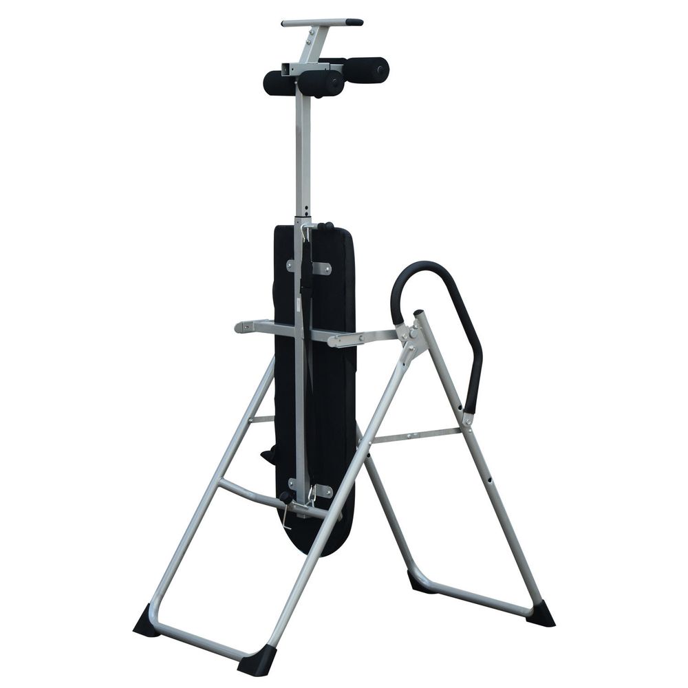 Gravity Inversion Table Foldable Therapy Bench Home Fitness Upside Down Stretching Home Gym Fitness Training Machine Black