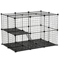 Pet Playpen DIY Small Animal Cage Enclosure Metal Wire Fence 39 Panels with 3 Doors 2 Ramps for Kitten Bunny Chinchilla Pet Mink Black