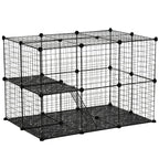 Pet Playpen DIY Small Animal Cage Enclosure Metal Wire Fence 39 Panels with 3 Doors 2 Ramps for Kitten Bunny Chinchilla Pet Mink Black