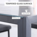 Modern Square Dining Table, Seats 4, with Glass Top & Metal Legs for Dining Room, Living Room, Greyare Design with Tempered Glass & Metal Legs