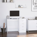 High Gloss 4-Drawer Vanity Desk - White. for Home Office & Study. Spacious Storage & Stylish Design!