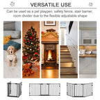 Pet Safety Gate 3 Panels Playpen Metal Fence with Walk Through Door Black