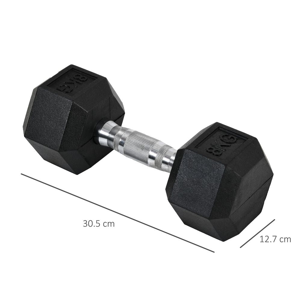 Hex Dumbbells - 2x8kg Set for Home Fitness - Heavy-Duty Metal & Rubber