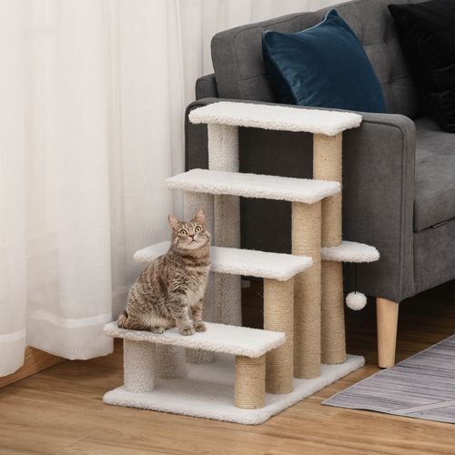 Pet Stair with 4-step Climb Ladder, Scratching Posts