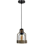 Vintage Industrial Copper Ceiling Pendant Light - Brushed Metal Bird Cage Shade - Hanging Lamp