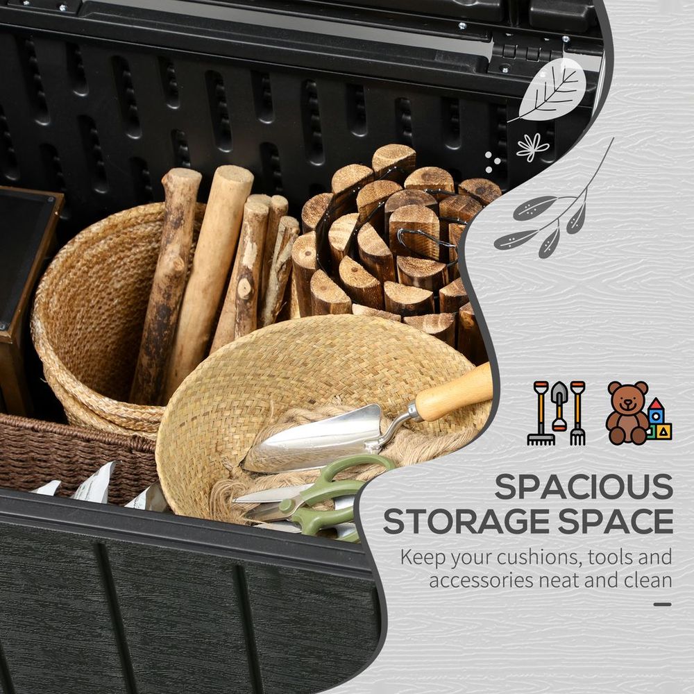 336L Rolling Garden Storage Box, Black - Durable Plastic Container