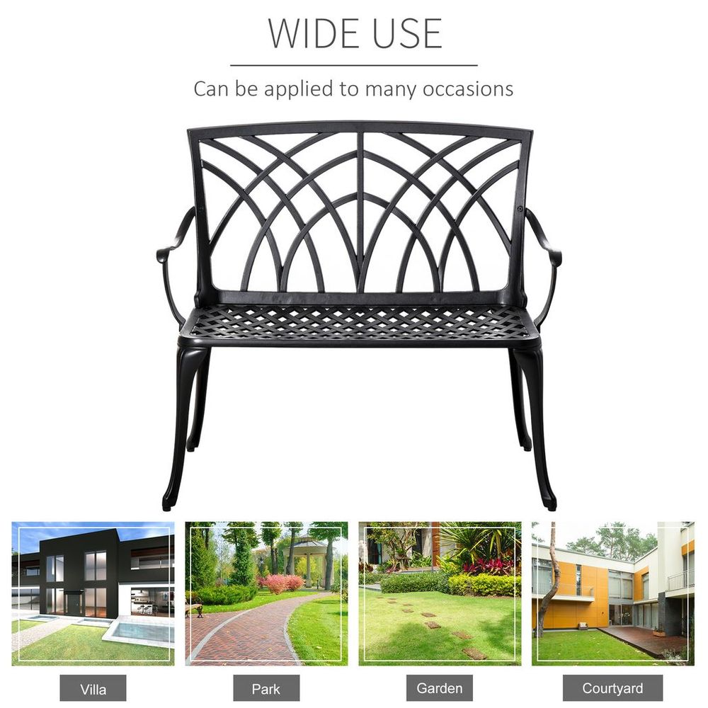 2-Seater Cast Aluminium Garden Bench Loveseat: Ergonomic & Stylish