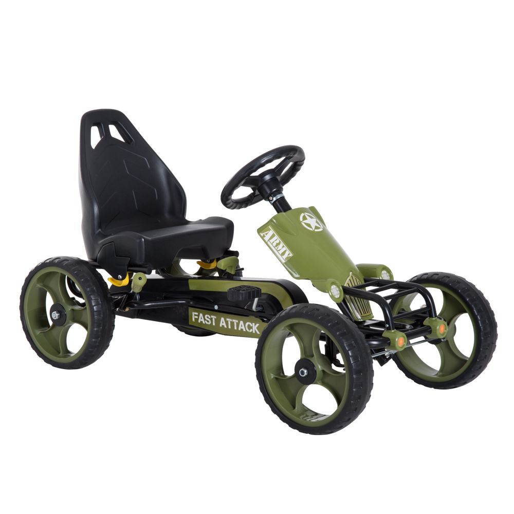 Kids Children Pedal Go Kart Ride On Racer Braking System Adjustable Seat Green