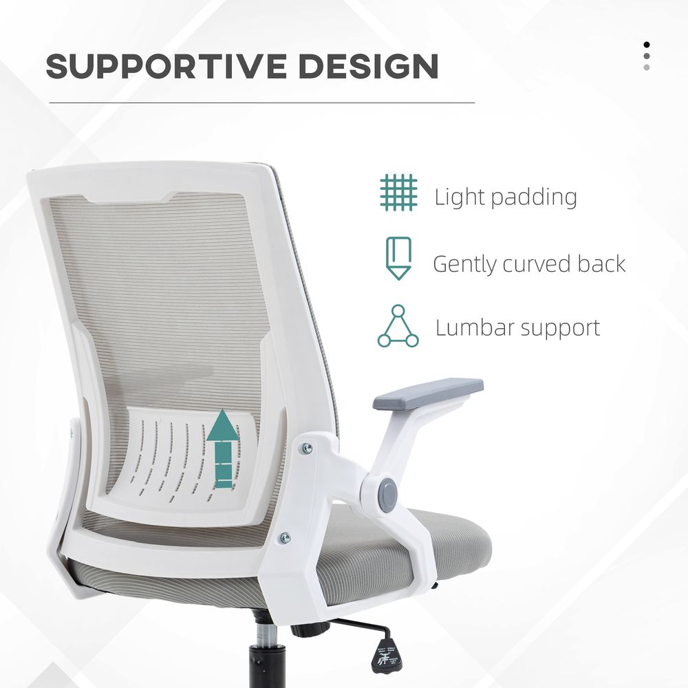 Mesh Office Chair for Home with Lumbar Support, Flip-up Arm, Wheels