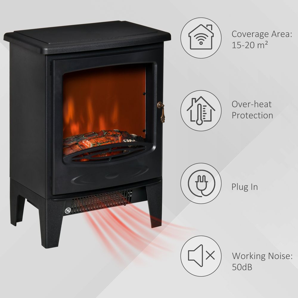 Electric Fireplace Stove Heater Flame Effect, Overheat Safety Protection