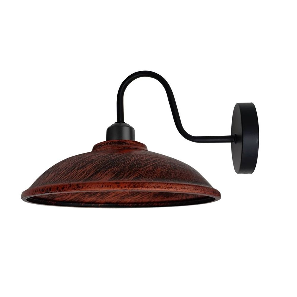 Vintage Rustic Red Wall Light Fixture, Black Wall Sconce, E27 Base Socket, Swan Neck Shape Shade, Durable
