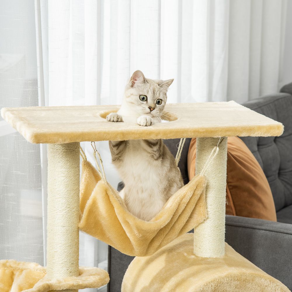 Cat Tree - Sisal Scratching Post, Plush Hammock, Cozy House