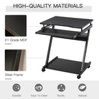 Movable Computer Desk with 4 Moving Wheels Sliding Keyboard Tray Home Office Workstation Black