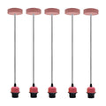 5 Pack Industrial Pendant Light Fitting, Lampshade Addable E27 Lamp Holder Light Pink