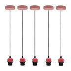 5 Pack Industrial Pendant Light Fitting, Lampshade Addable E27 Lamp Holder Light Pink