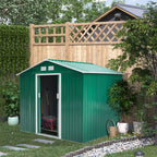 Green Metal Garden Shed - 9x6ft Storage Container w/ Door & Roof - Buy Now!