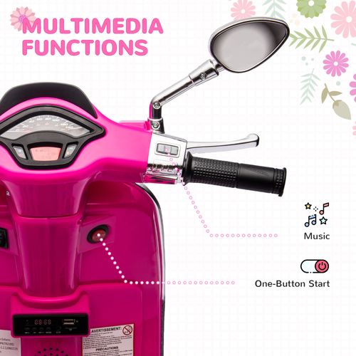 Vespa Licensed 12V Kids Electric Motorbike w/ 2 Training Wheels