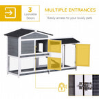 2-Tier Wooden Rabbit Hutch Guinea House Pet Cage Outdoor w/ Tray Ramp