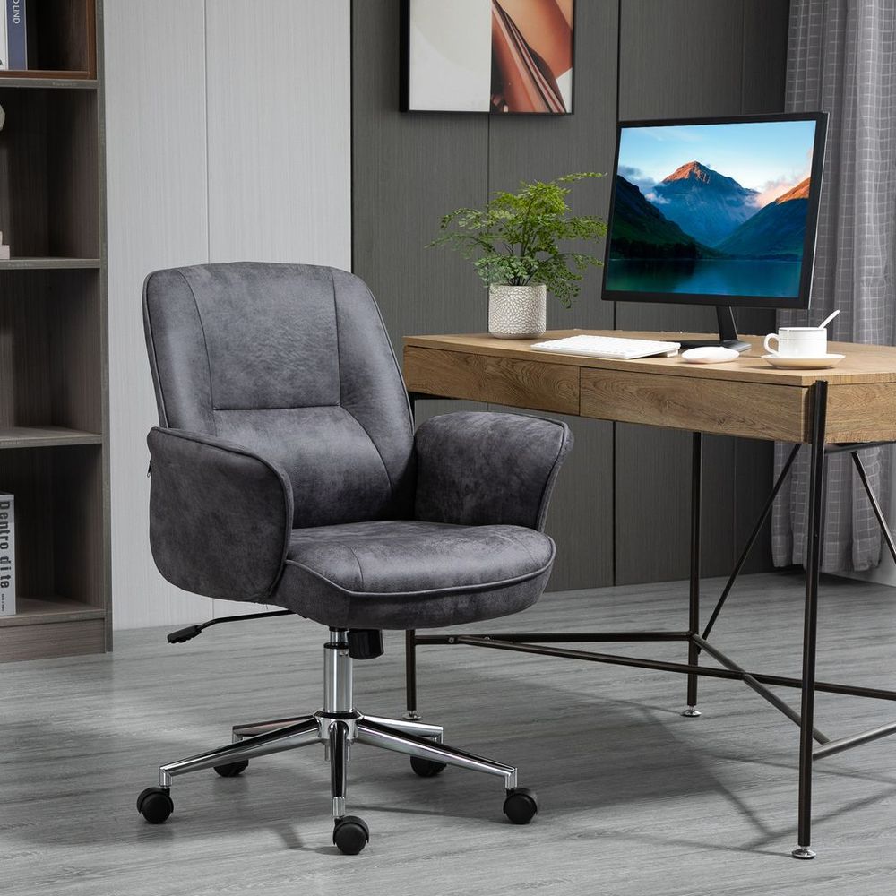 Swivel Computer Office Chair - Mid Back Desk Chair - Deep Grey