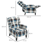 Recliner Chair for Living Room Wingback Chair with Padded Armrest Blue