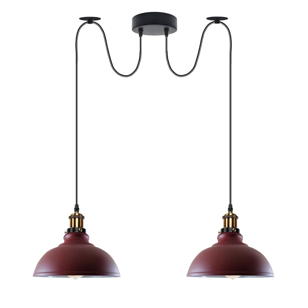 Burgundy Vintage 2 Way Ceiling Pendant Light Metal Industrial Style 29cm, E27 Base Hanging Pendant Lamp