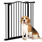 Adjustable Pet Gate - Safety Barrier w/ Auto-Close Door - Black Metal - 74-87cm Width