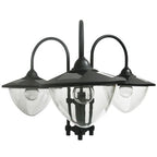 3-head LED Solar Light Lamp Street Light Post with Planter Base, Black