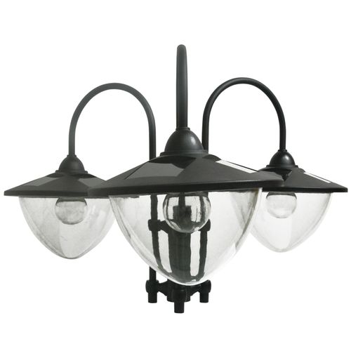 3-head LED Solar Light Lamp Street Light Post with Planter Base, Black