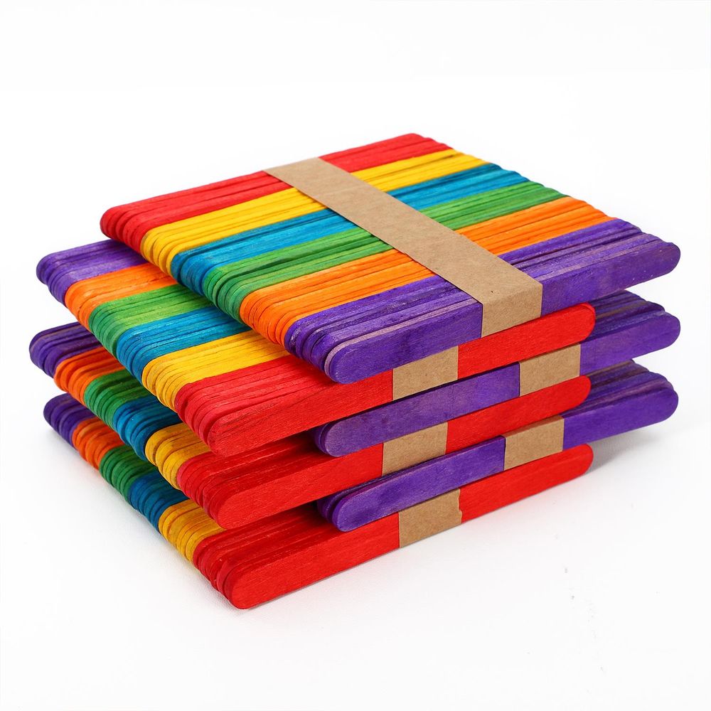 Wooden Coloured Lolly Stick - Craft Supplies 300Pcs
