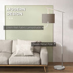 Modern Floor Lamps for Living Room with Rotating Lampshade, Standing Lamp for Bedroom, LED Bulb Included, Grey