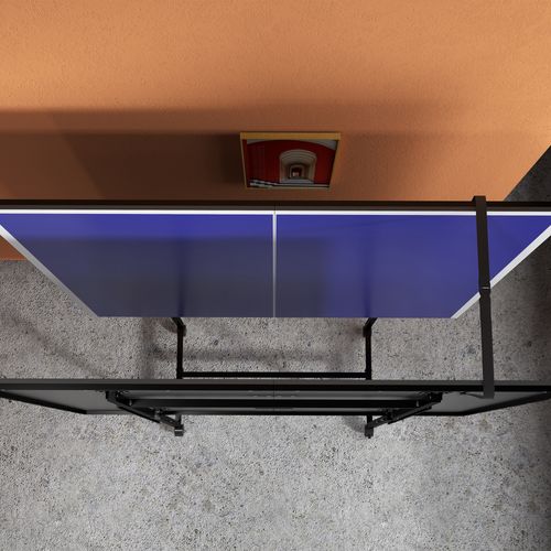 9FT Folding Table Tennis Table w/ 4 Wheels, for Indoors, Blue