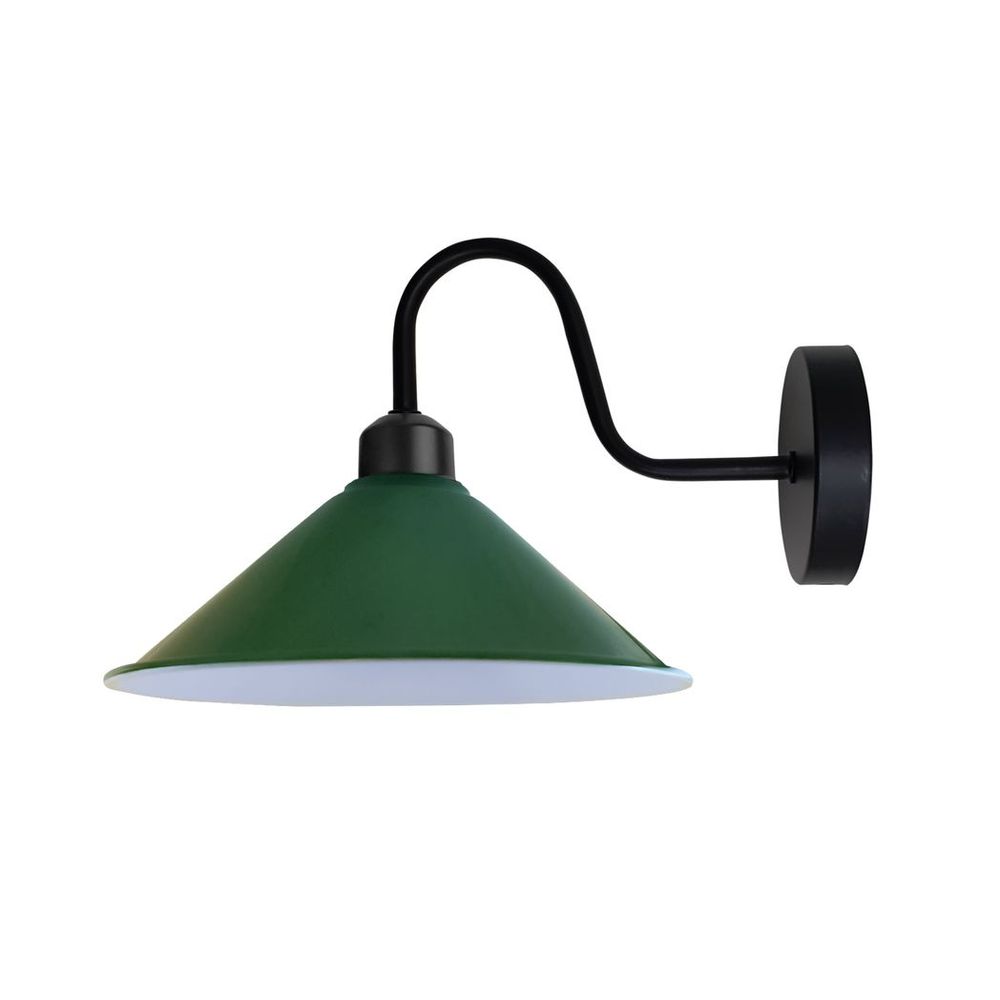 Vintage Green Wall Light Fixture, Cone Shape Shade, E27 Base, Dimmable, 3 Year