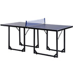 6ft 182cm Mini Table Tennis Table Folding Ping Pong Table with Net Multi-Use Table for Indoor Outdoor Game, Blue