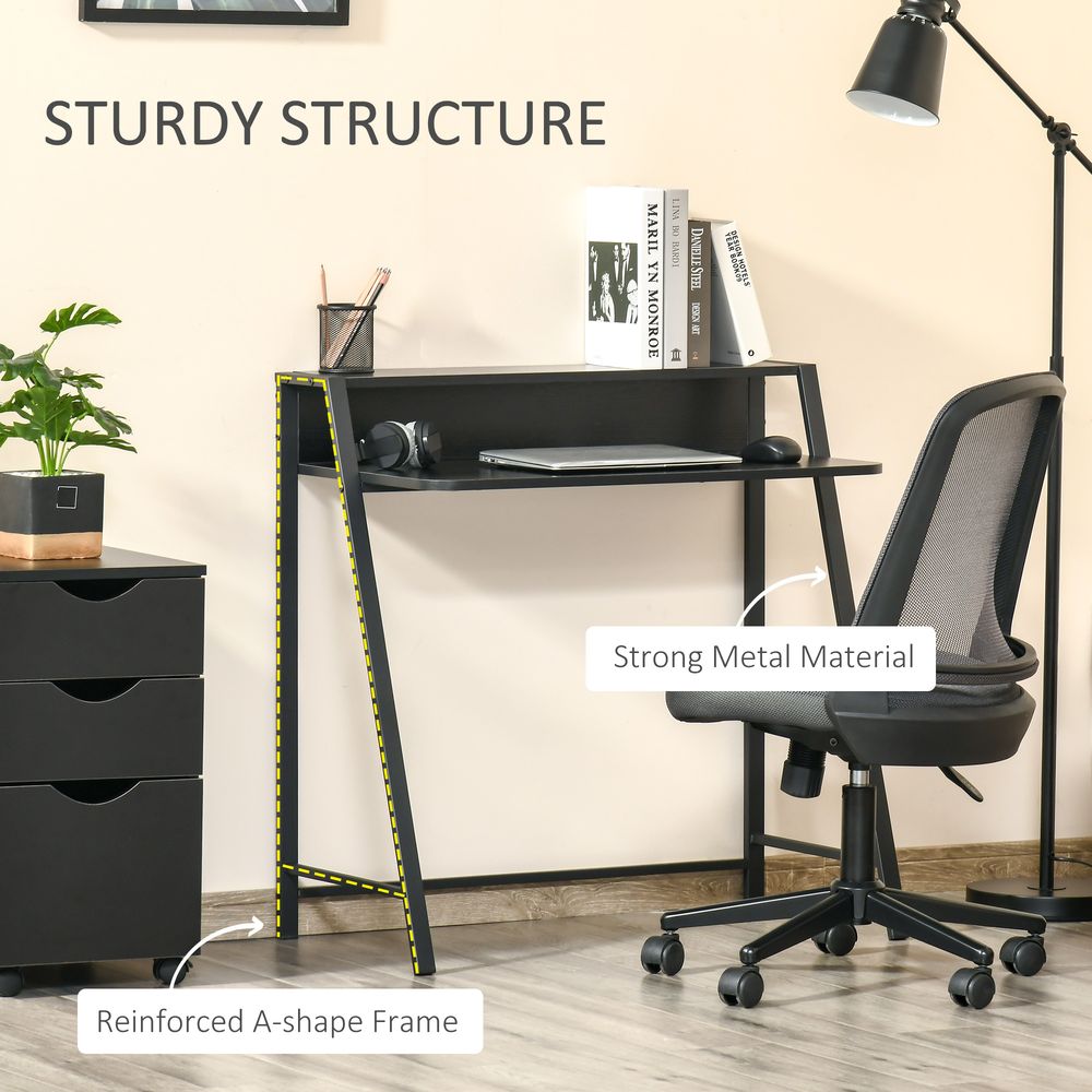 Stylish Computer Desk w/ Upper Storage Shelf, Durable Steel Frame, for Home or Office