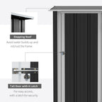 Grey Garden Storage Shed - Lockable Door - Sloped Roof - 142x84x189cm
