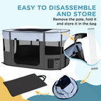Portable Dog Pen - Puppies, Rabbits, Kittens, Guinea - Grey with Easy Detail