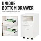 Mobile File Cabinet Lockable Storage Unit Cupboard for A4 Letter Home Filing Furniture for Office, Bedroom and Living Room, 39x40x65cm, White