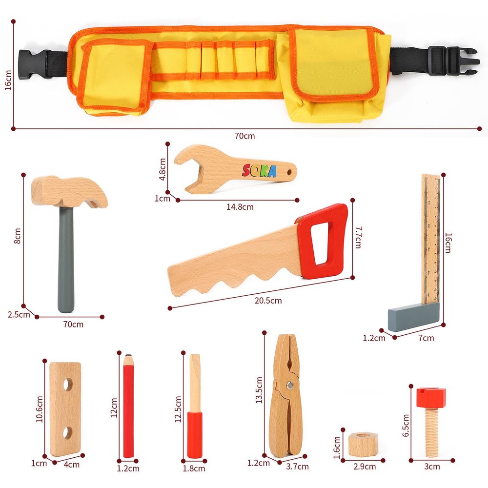 Building Fun with My Tool Belt - Quality Wooden Kids' Tool Set - Hours of Pretend Play!