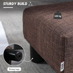 Chic Linen Fabric Footstool Ottoman Cube with 4 Plastic Legs Brown